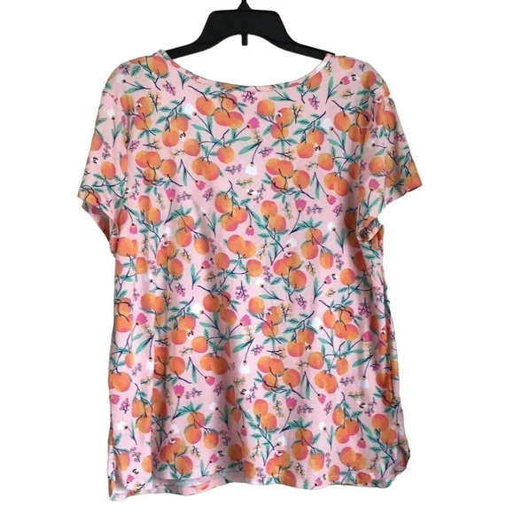 Cuddl Duds Women L Top Pink Mult color Peach Graphic Print NEW - Picture 2 of 11